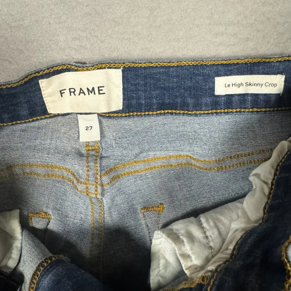 FRAME Denim Women's Premium Le High Skinny Crop Blue Jeans Stretch Mid Rise - 27